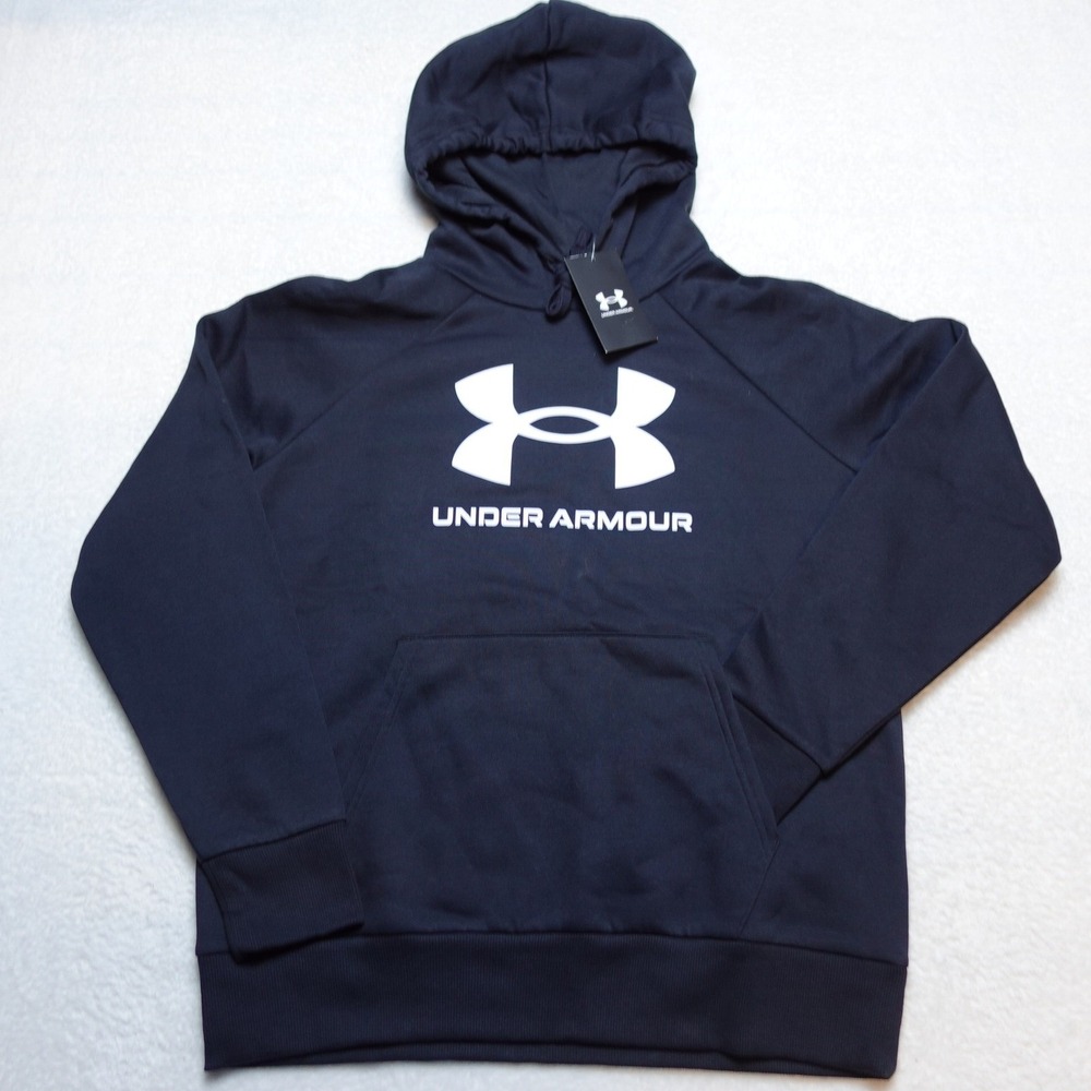 Under Armour Rival Fleece Big Logo Womens Hoodie Small Navy Blue NWT 1379501